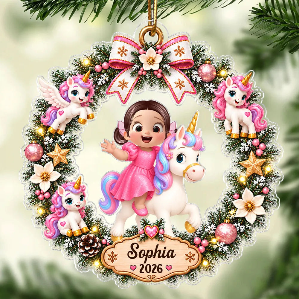 Personalized Unicorn Acrylic Ornament Unique Kids Gift