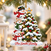 Load image into Gallery viewer, Personalized Acrylic Ornament Snowman Family Gift for Grandkids
