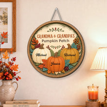 Load image into Gallery viewer, Personalized Wooden Pumpkin Patch Sign Gift for Grandma &amp; Grandpa
