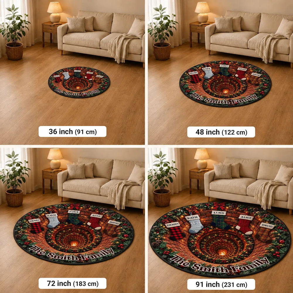 Personalized Round Quilted Mat Christmas Family Gift Decor