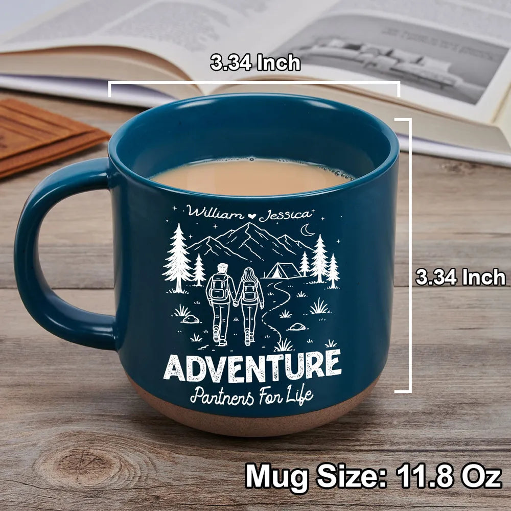 Personalized Ceramic Mug Hand-Holding Hikers Couple Gift