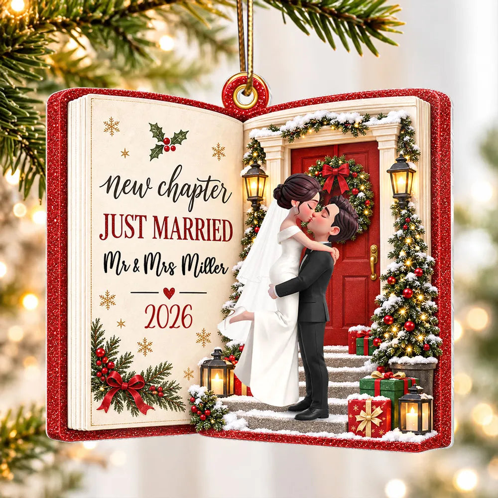 Personalized Acrylic Ornament Kissing Newlyweds Gift for Couple
