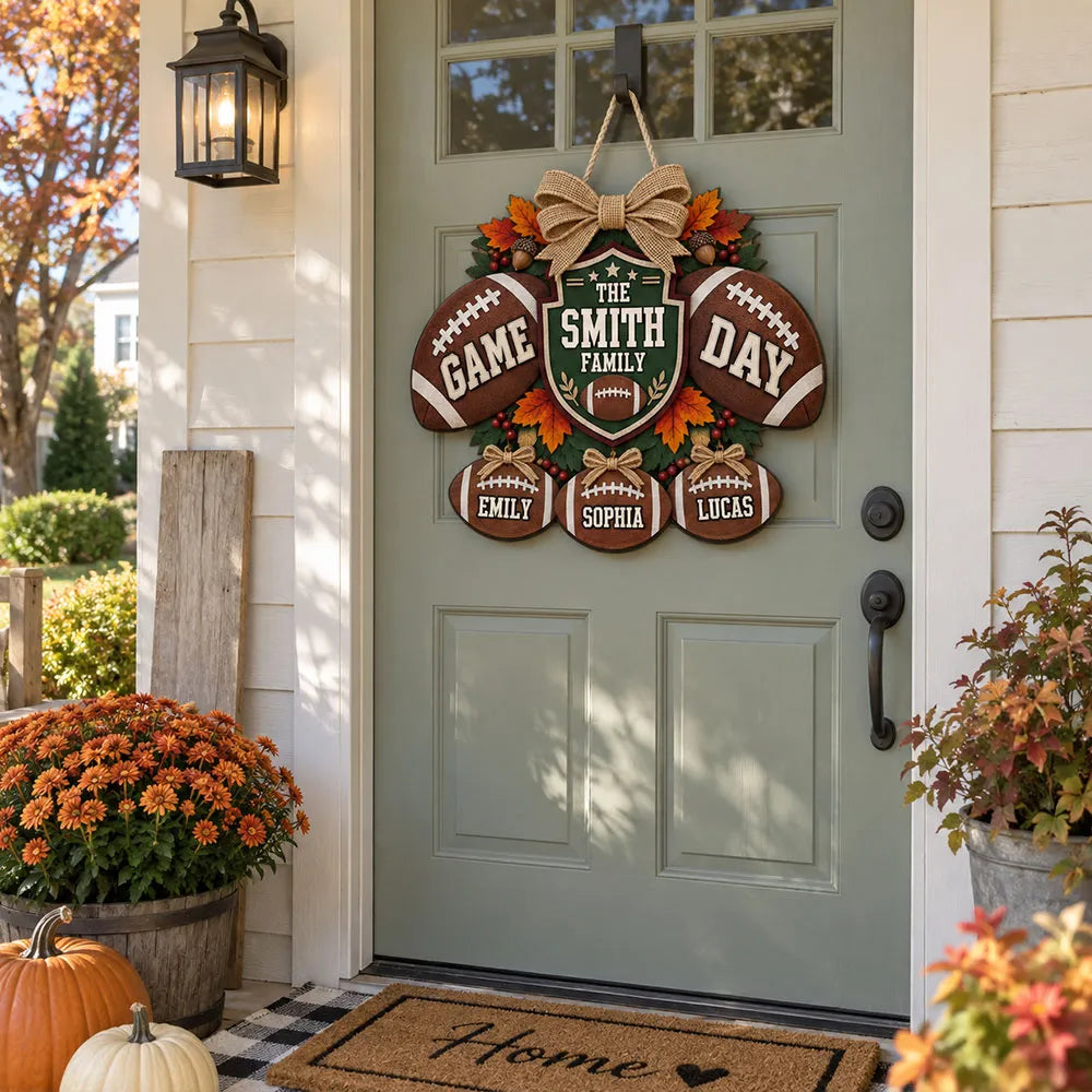 Personalized Football Door Sign Custom Gift for Family