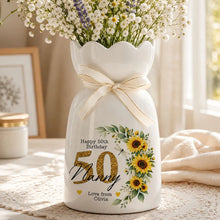 Load image into Gallery viewer, Personalized Sunflower Ceramic Vase Unique Birthday Gift
