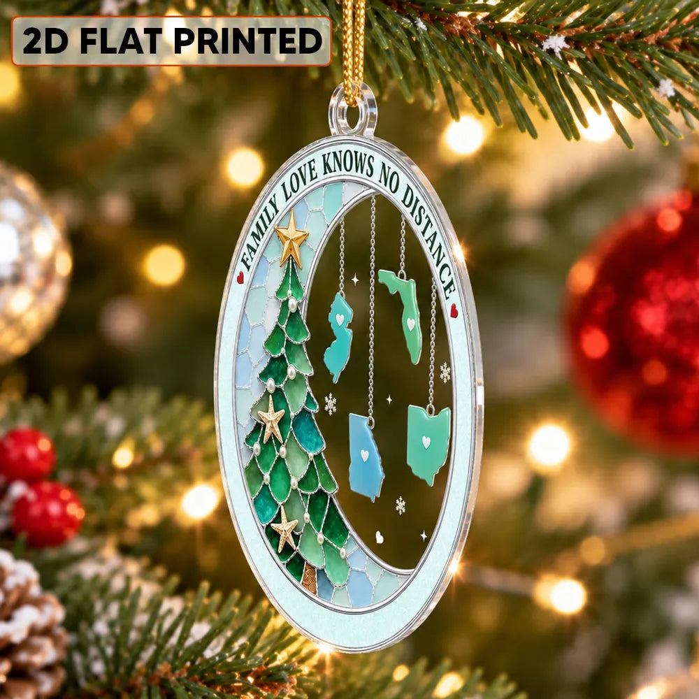Personalized Family Map Acrylic Ornament Unique Gift for Christmas