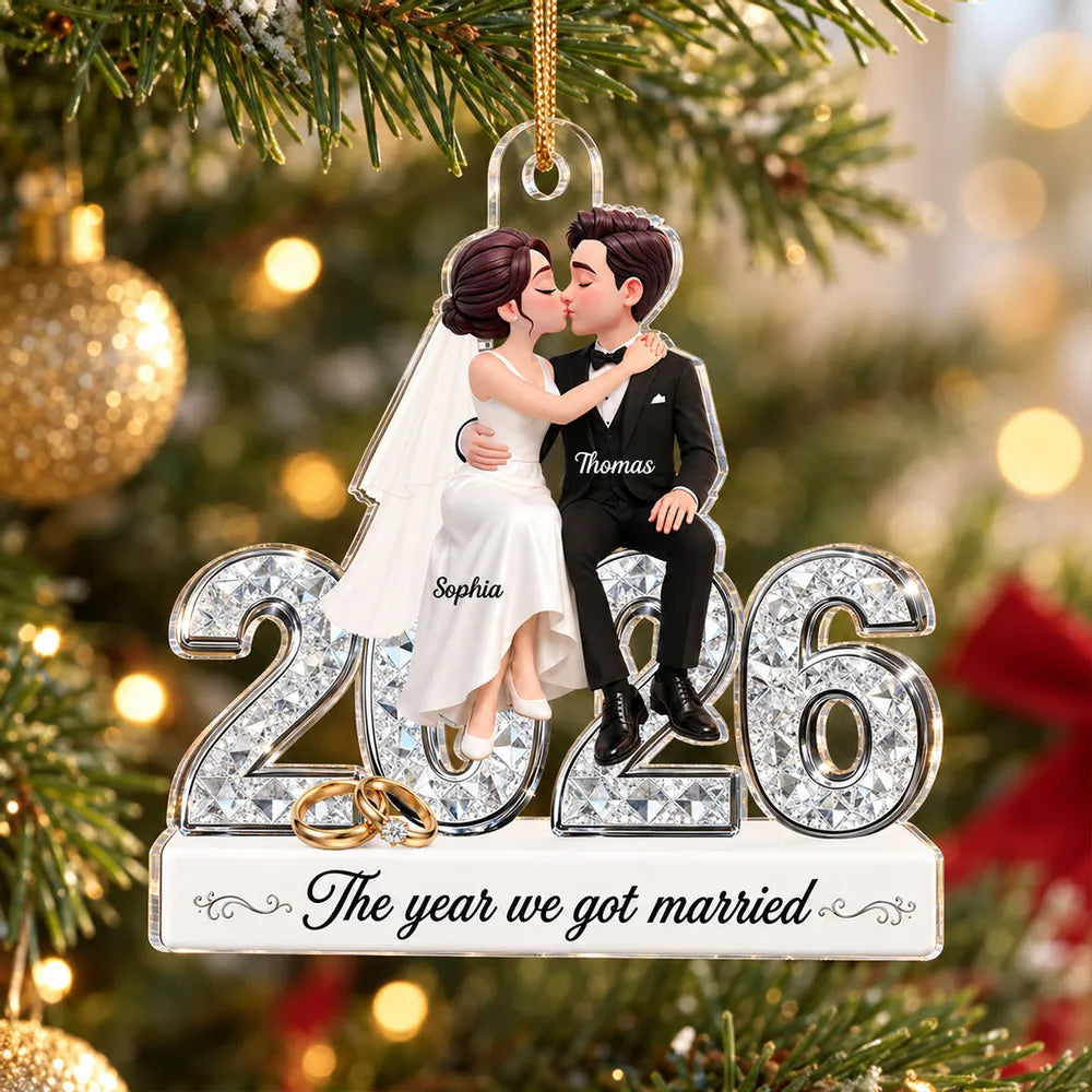 Personalized Acrylic Christmas Ornament Newlywed Gift