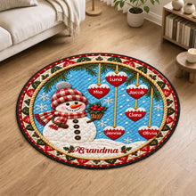 Load image into Gallery viewer, Personalized Round Quilted Mat Snowman Gift for Grandma
