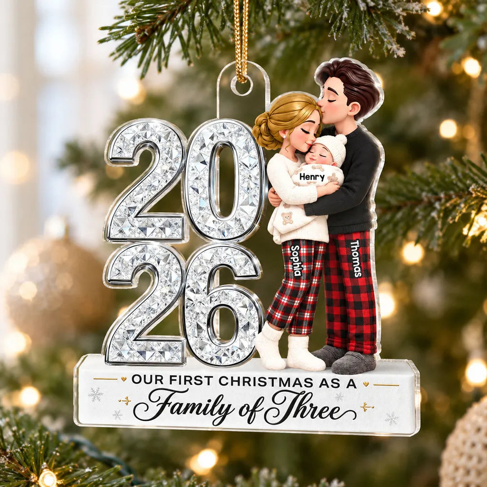 Personalized Acrylic Ornament for New Parents | Family Christmas Gift