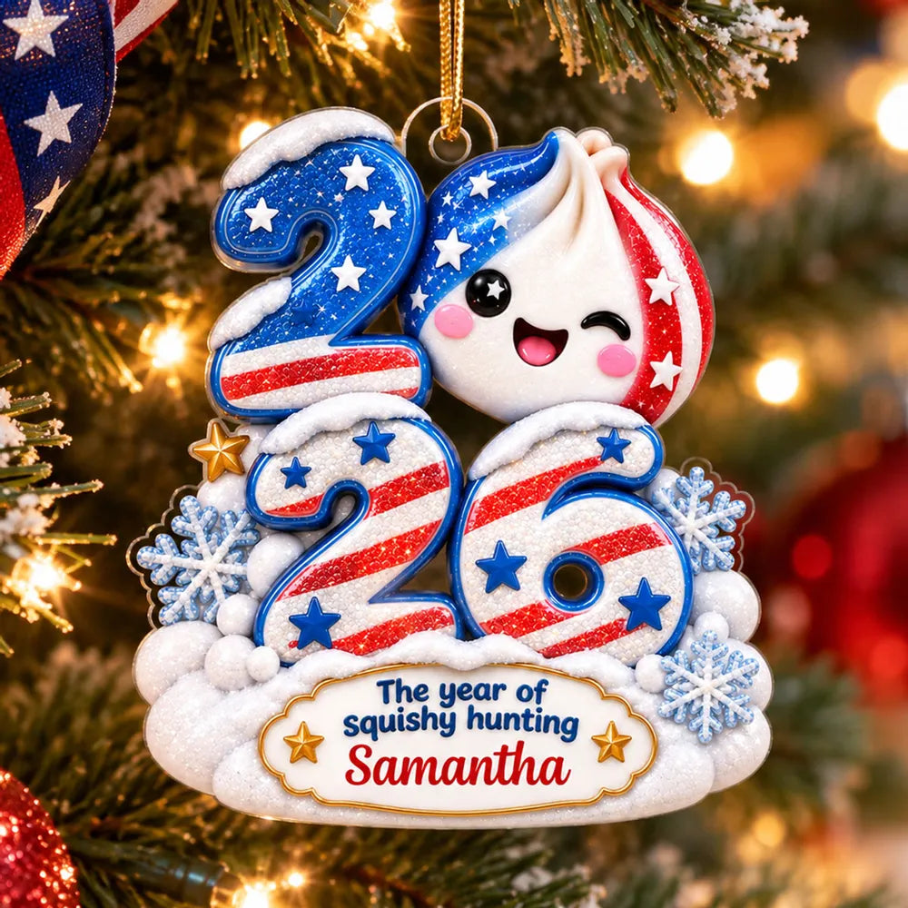 Personalized American Flag Christmas Ornament Custom Name Year Gift for Teens