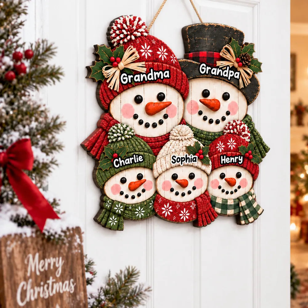 Personalized Wooden Snowman Sign for Grandma and Grandpa Holiday Decor