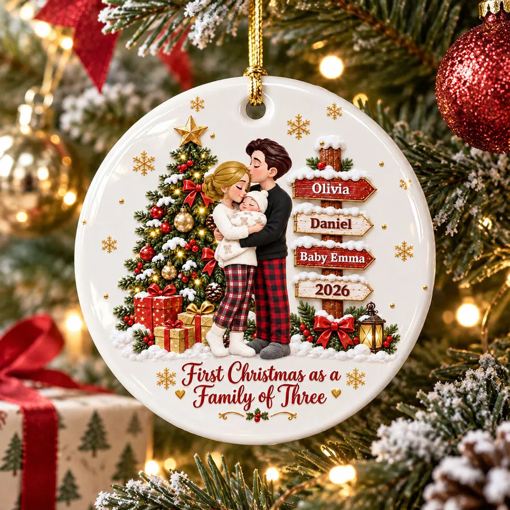 Personalized Ceramic Ornament First Christmas Gift for New Parents