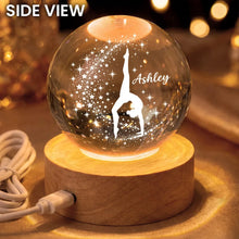 Load image into Gallery viewer, Personalized Amber Globe Lamp Starlit Gymnast Gift for Daughter
