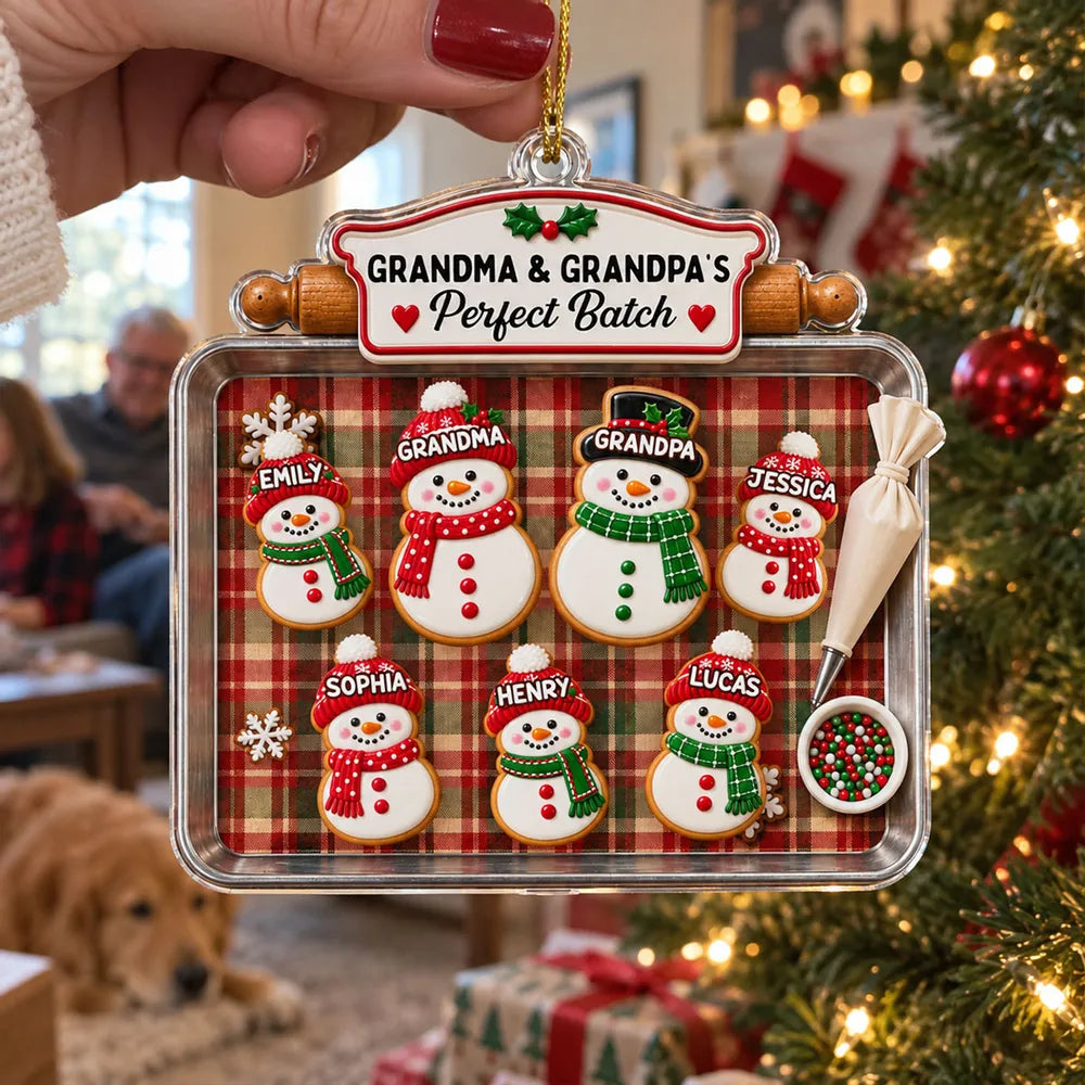 Personalized Acrylic Snowman Cookie Ornament Gift for Grandparents