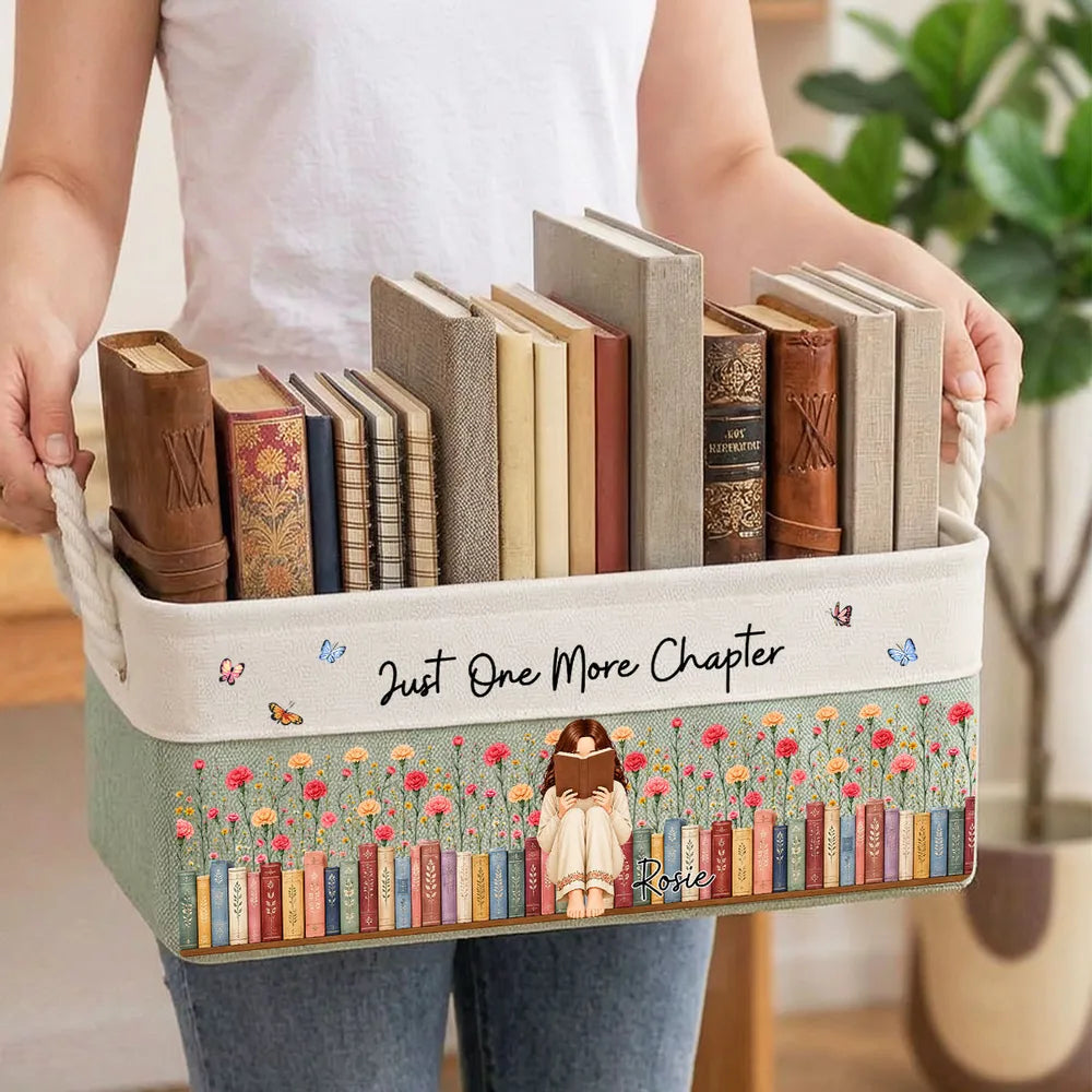 Personalized Cotton Linen Rope Basket Custom Gift for Book Lovers