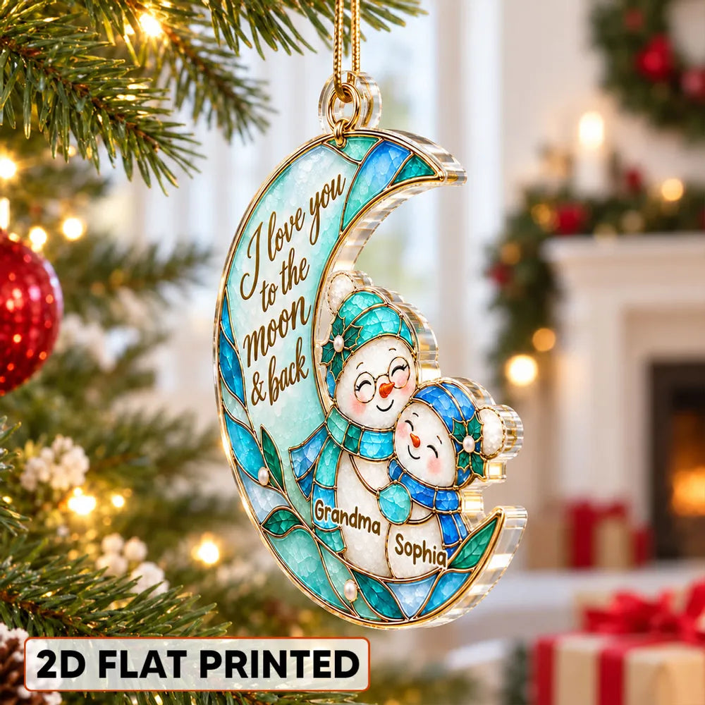 Personalized Acrylic Christmas Ornament for Grandma & Grandkids