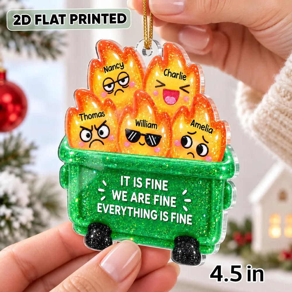 Personalized Cartoon Dumpster Fire Ornament Unique Gift for Friends