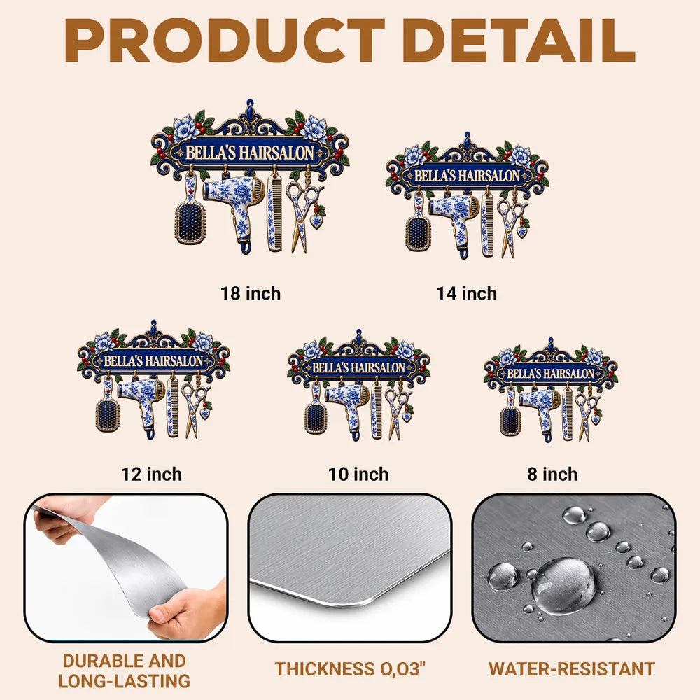 Personalized Shaped Metal Sign Floral Beauty Decor Gift for Stylist