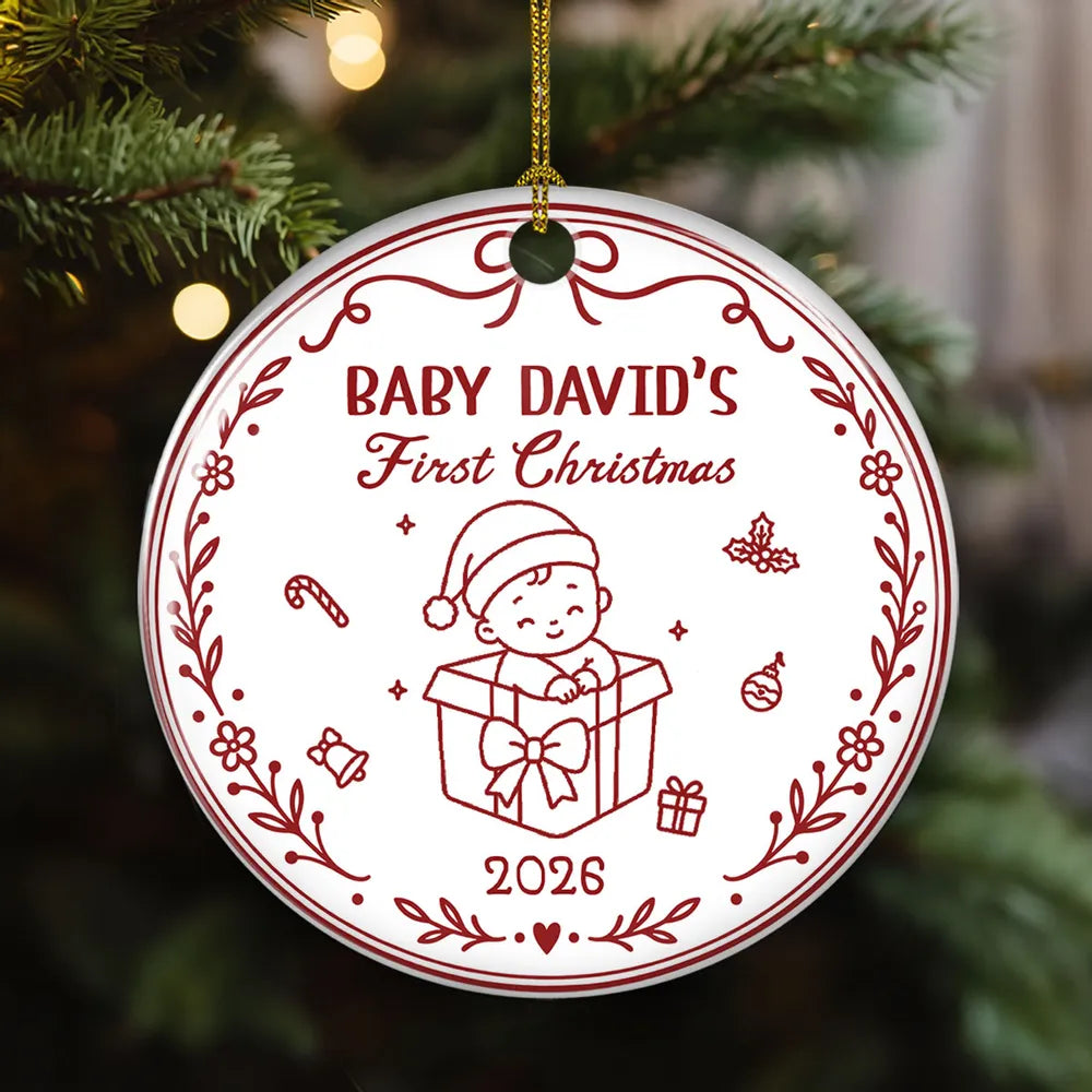 Personalized First Christmas Ornament Custom Name Baby Gift for New Parents