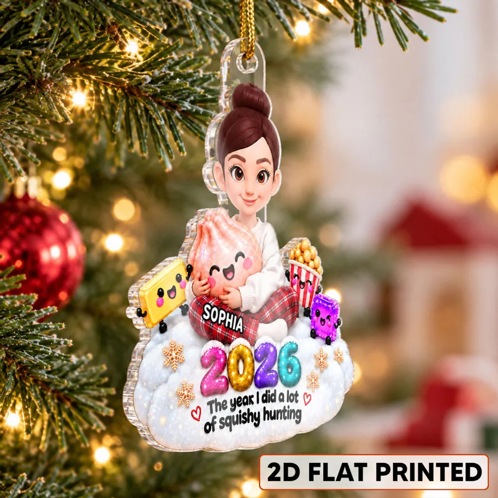 Personalized Acrylic Christmas Ornament Cute Girl with Toys