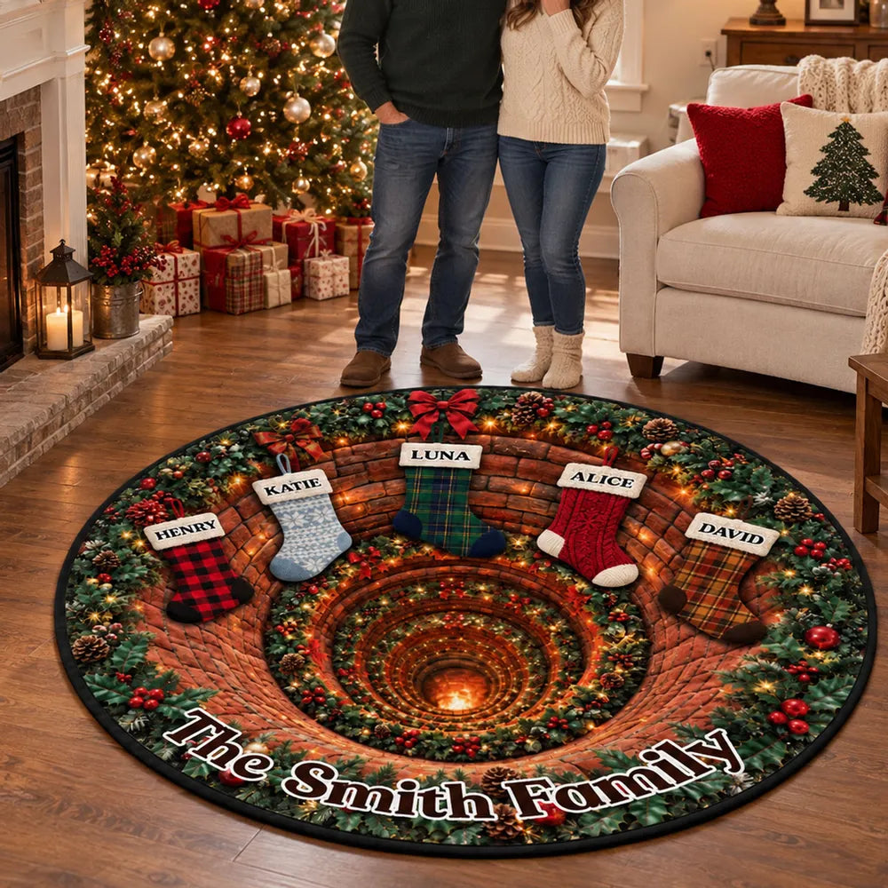 Personalized Round Quilted Mat Christmas Family Gift Decor