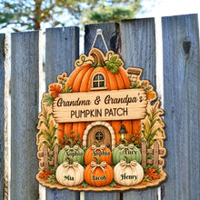 Load image into Gallery viewer, Personalized Wooden Sign Fall Pumpkin Gift for Grandma Grandpa
