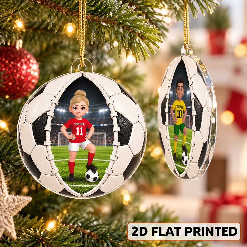 Personalized Acrylic Soccer Ornament Gift for Daughter - Unique Christmas Keepsake