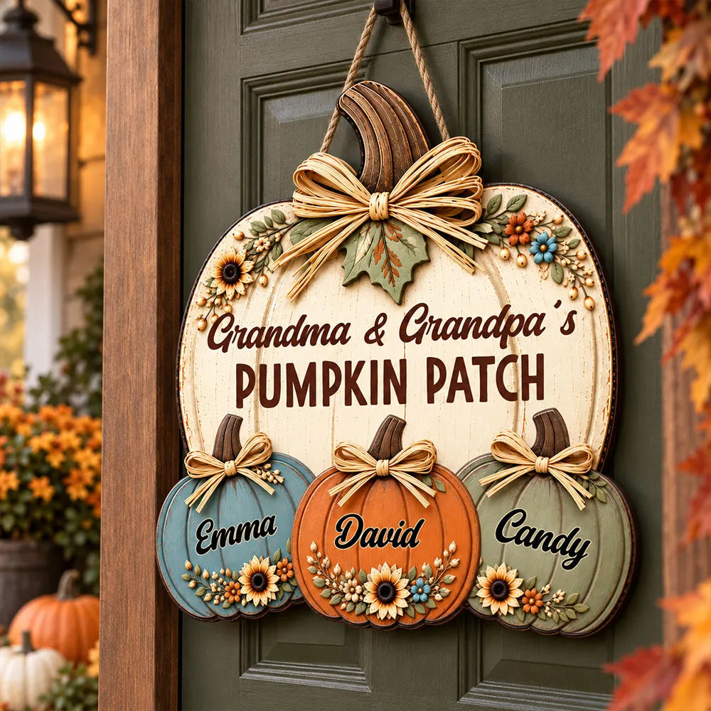 Personalized Wooden Sign for Grandparents' Pumpkin Patch Gift