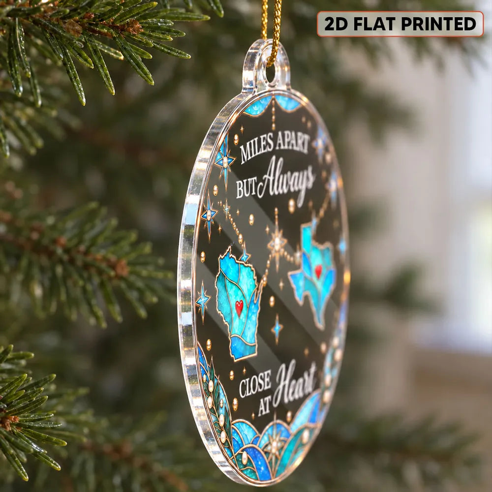 Personalized Acrylic Ornament Connected State Maps Family Gift