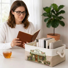 Load image into Gallery viewer, Personalized Cotton Linen Rope Basket Cozy Book Lover Gift for Mom
