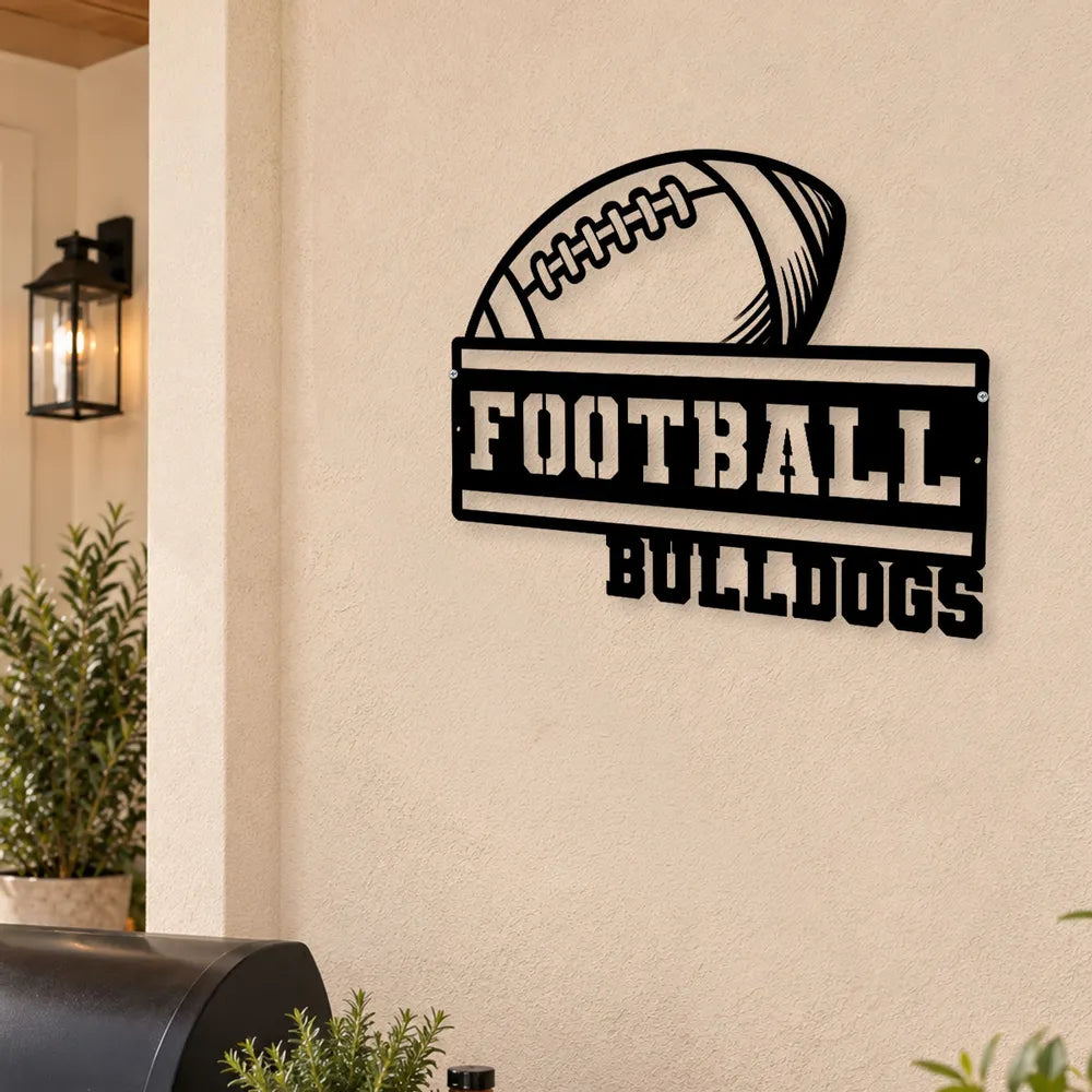 Personalized Football Shaped Metal Sign Gift for Dad Coach