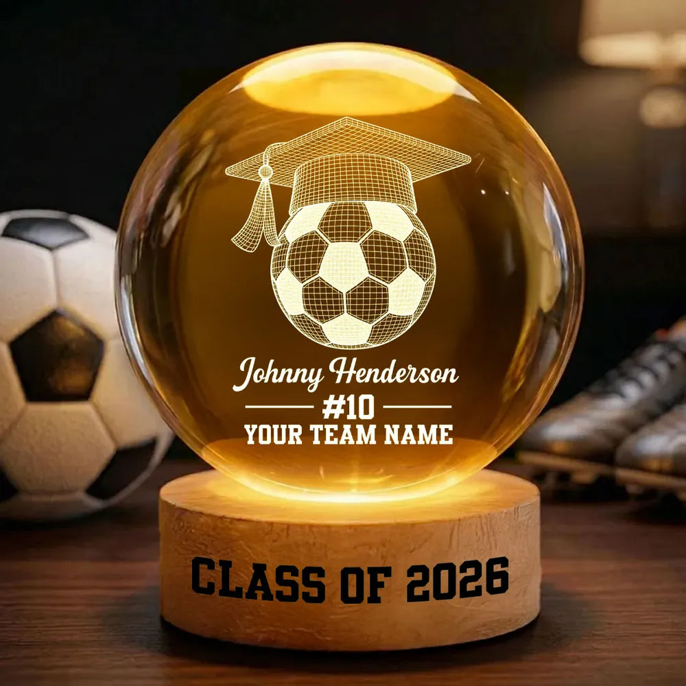 Personalized Globe Lamp Gift for Soccer Senior Graduate