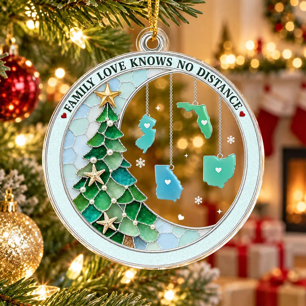 Personalized Family Map Acrylic Ornament Unique Gift for Christmas