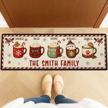 Load image into Gallery viewer, Personalized Family Doormat with Red and Green Mugs Gift for Christmas
