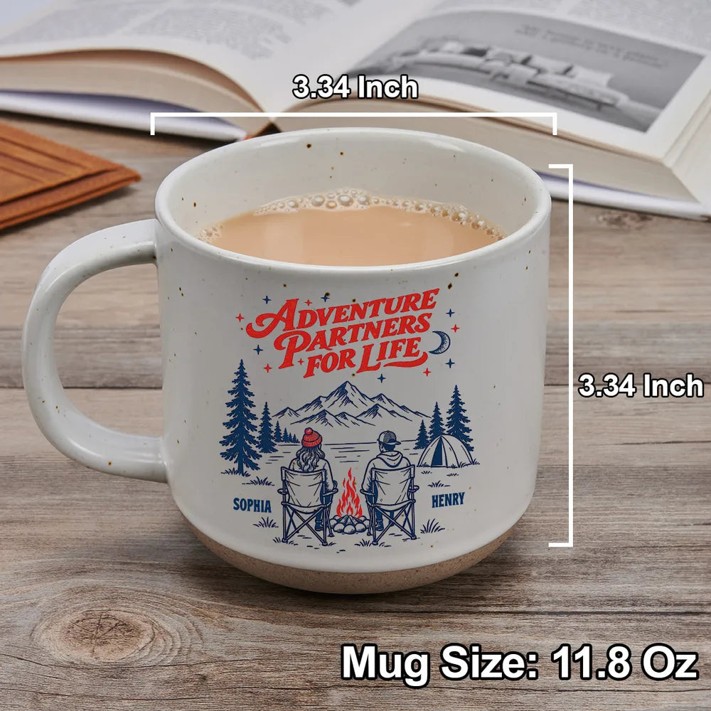 Personalized Adventure Pottery Mug Custom Camping Gift for Couple