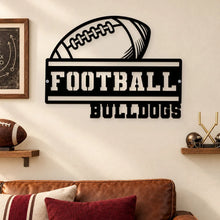 Load image into Gallery viewer, Personalized Football Shaped Metal Sign Gift for Dad Coach
