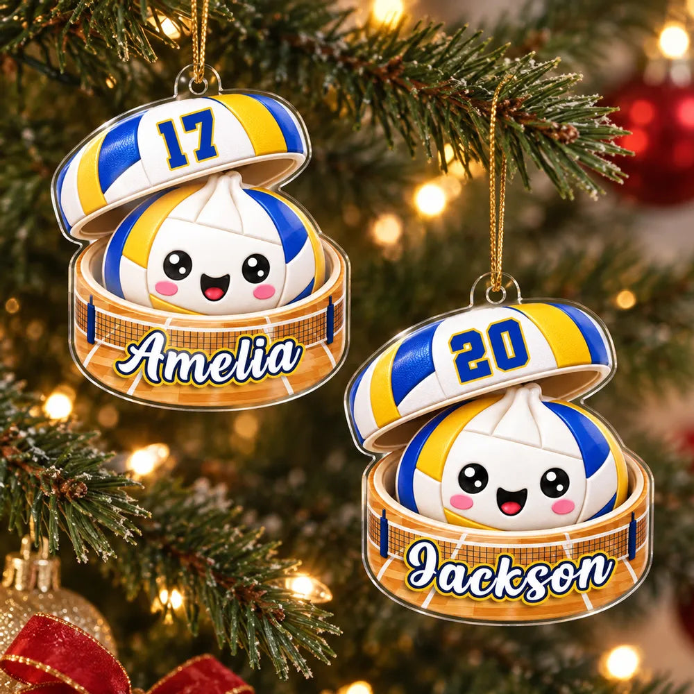 Personalized Volleyball Dumpling Acrylic Ornament Gift for Kids