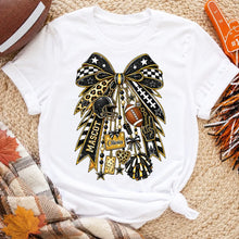 Load image into Gallery viewer, Personalized Classic Tee with Football Charm Bow Gift for Sports Fans
