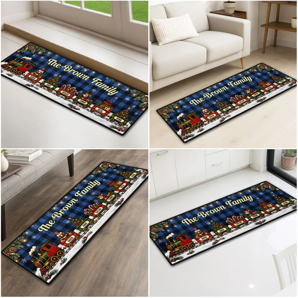 Personalized Premium Doormat Family Holiday Train Gift
