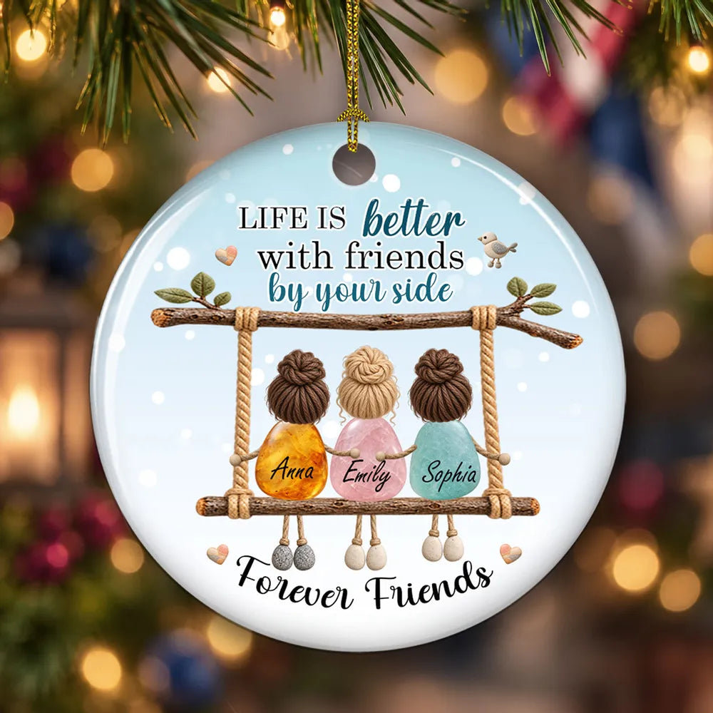 Personalized Ceramic Ornament Friends on Swing Gift for Best Friend