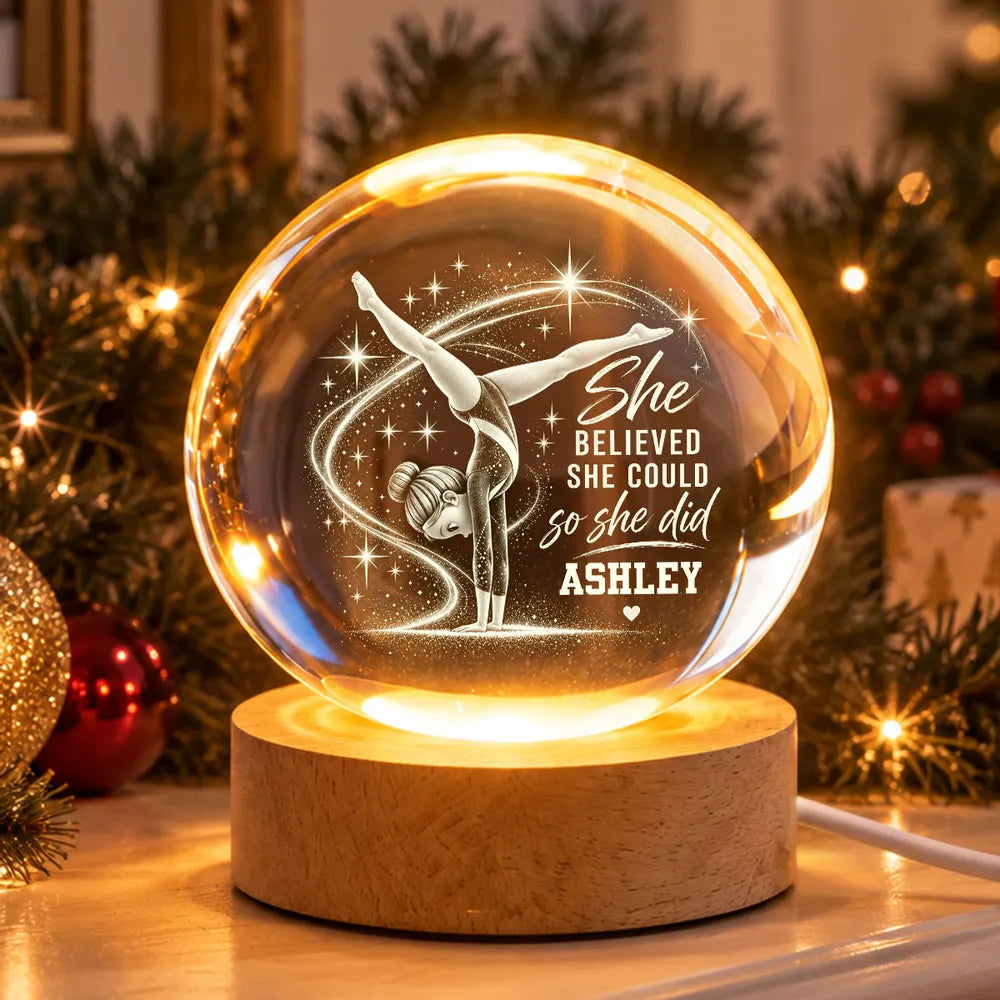Personalized Globe Lamp with Handstand Gymnast for Daughter, Unique Gift Idea