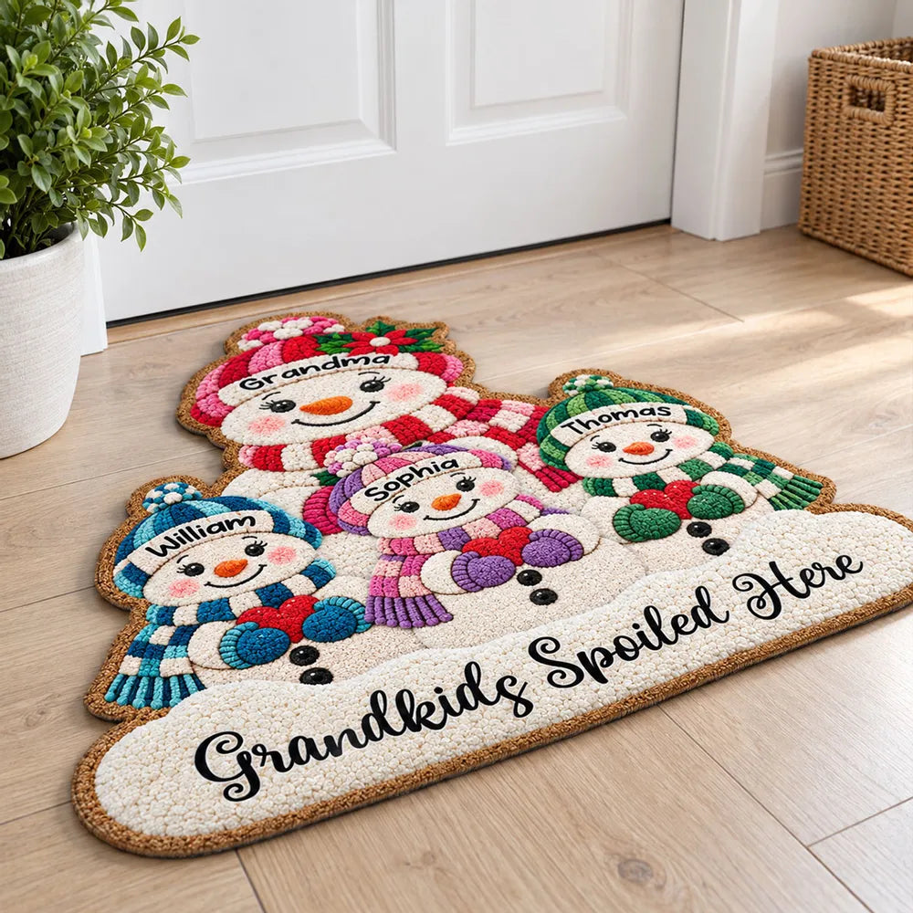 Personalized Snowman Shaped Doormat Gift for Grandma Christmas Decor