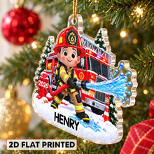 Load image into Gallery viewer, Personalized Acrylic Firefighter Ornament for Kids Christmas Gift
