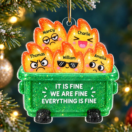 Personalized Cartoon Dumpster Fire Ornament Unique Gift for Friends