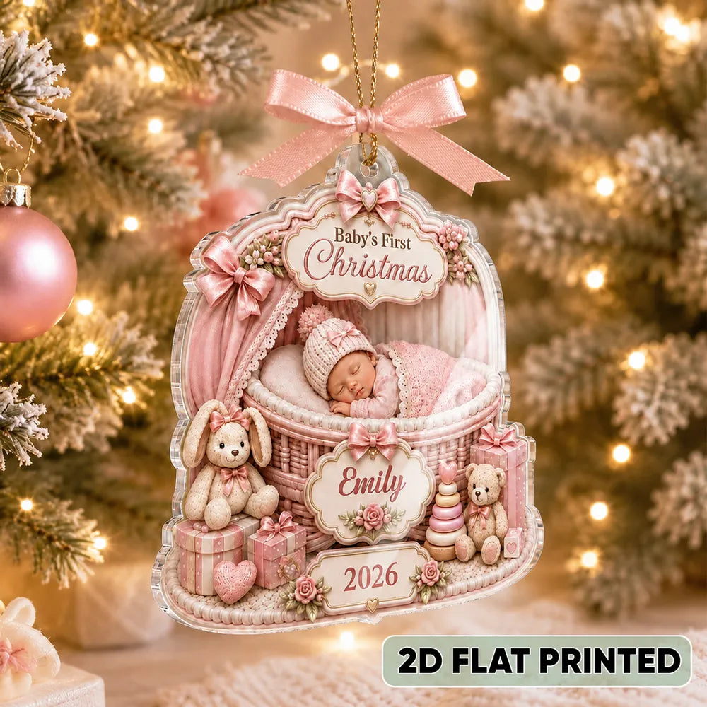 Personalized Baby's First Christmas Acrylic Ornament Gift for New Parents