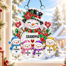 Load image into Gallery viewer, Personalized Snowman Acrylic Suncatcher Ornament for Grandma Christmas Gift

