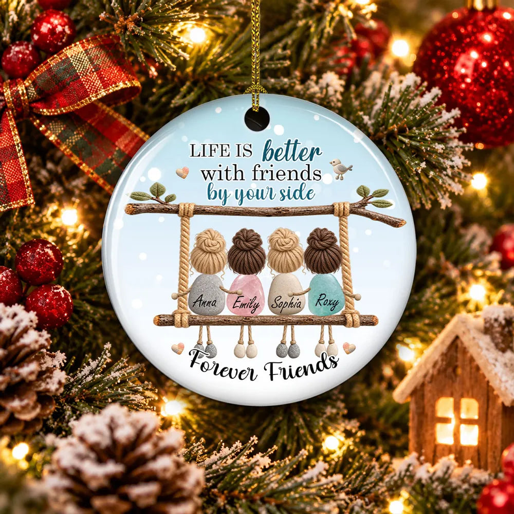 Personalized Ceramic Ornament Friends on Swing Gift for Best Friend