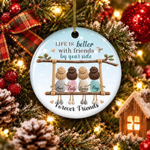 Load image into Gallery viewer, Personalized Ceramic Ornament Friends on Swing Gift for Best Friend

