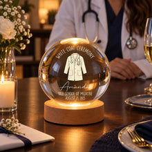 Load image into Gallery viewer, Personalized Globe Lamp with White Coat Illustration Gift for Future Doctor
