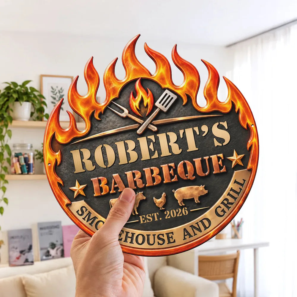Personalized Metal Barbecue Sign Custom Gift for Grill Master
