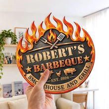 Load image into Gallery viewer, Personalized Metal Barbecue Sign Custom Gift for Grill Master
